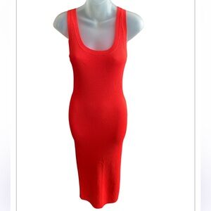 Orange cable knit sweater Sleevless dress  form fitting size XS club wear